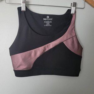 90 Degree by Reflex Womens Athletic Rose Gold/Black Sports Bra S